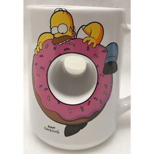 2023 The Simpsons Universal Studios Homer Coffee Mug  Donut‎ Hole "MMM Carbs"